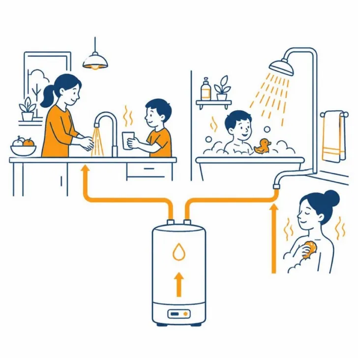 お湯を同時に使う場面(イメージ)
